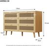 Kommode B 120 x T 40 x H 76,5 cm mit 6 Schubladen, Rattan-Front in Walnussoptik, Massivholzbeine Bild 5