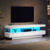 REDOM Lowboard TV-Schrank (Hochglanz-TV-Ständer, 1 St, für 70-Zoll-Fernseher), mit 3 Glasfächern,LED-Beleuchtung,App-Steuerung,Bluetooth-verbunden Bild 2
