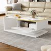 Couchtisch, Spanplatte mit Glasplatte & LED-Beleuchtung, 90x50x32,5 cm, Weiß, Hochglanz Bild 4