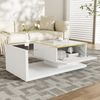 Couchtisch, Spanplatte mit Glasplatte & LED-Beleuchtung, 90x50x32,5 cm, Weiß, Hochglanz Bild 5