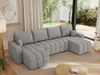 U-förmiges Ecksofa mit Schlaffunktion und Bettkasten, Couch U-form - KIRASSO U - Hellgrau Stoff Bild 4