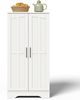Hochschrank 60 x 40 x 120 cm aus MDF in Weiß mit Türen & LED-Sensorlicht Bild 2