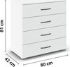 rauch Aditio Box, Kommode, 4 Schubladen, mit Softclose-Funktion, Farbe Weiß, BxHxT 80x81x42cm Bild 4