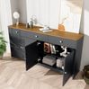 Sideboard 160x37x75 cm - Rustikaler Buffetschrank mit grauschwarzen Akzente Bild 5