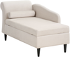 Linksseitige Chaiselongue LUIRO Samtstoff Beige mit Stauraum Bild 4