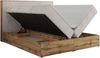 Doppelbett, Boxspringbett mit Bettkästen, Multipocket-Matratze und Topper, Set mit Kopfteil, Eiche Wotan Holzrahmen - WOOD CLASSIC - 180 x 200 cm - Beige Cord - H4 Bild 5