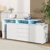 Merax Kommode, Sideboard mit LED, Wohnzimmermöbel in Weiß Hochglanz, Wohnzimmerschrank, Standschrank, TV-Schrank, Wohnzimmerwand, Highboard, Mehrzweckschrank, LED-Vitrine, Buffetschrank Esszimmer Bild 3