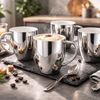 Neuetischkultur Tasse Becher Set silberfarben 4 teilig 250 ml mit Henkel, Keramik Bild 3