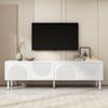 TV-Lowboard 180 cm,Mattweißes TV-Möbel mit 4 Fächern, 3D-Relieftüren, Kabelmanagement Bild 2