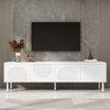 TV-Lowboard 180 cm,Mattweißes TV-Möbel mit 4 Fächern, 3D-Relieftüren, Kabelmanagement Bild 4
