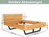 Massivholzbett 140x200cm KEILO - Eichenholz | Bettrahmen mit Bettkopf, Holzbett naturgeölt, Metallkufen | Bettgestell Doppelbett Futonbett Bild 2