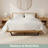 Massivholzbett 140x200cm KEILO - Eichenholz | Bettrahmen mit Bettkopf, Holzbett naturgeölt, Metallkufen | Bettgestell Doppelbett Futonbett Bild 3