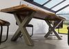 Baumtisch Sheesham 180x90x77 natur gebeizt / X-Beine silber matt FREEFORM 5 Bild 3