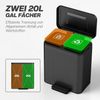 HOMCOM Mülltrennsystem Mülleimer Küche 2x20 Liter mit Soft-Close-Deckel, Offenhaltefunktion, für Küche, Schlafzimmer, Schwarz Bild 4