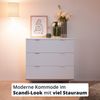 KHG Kommode 3 Schubladen Scandi, Sideboard aus Holzwerkstoff weiß foliert für Wohnzimmer und Esszimmer, 80 x 86 x 40 cm (B/H/T) Bild 2