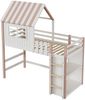 Haus-Hochbett 90×200 cm mit Rausfallschutz und Leiter, Rosa, ohne Matratze Bild 5