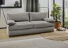 Dauer-Schlafsofa Federkern Couch mit Topper und Bettkasten in Feincord Hellgrau Bild 2