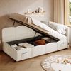 Polsterbett 90×200 cm aus Schleifen-Stoff mit Stauraum und USB-Anschluss, beige Bild 3