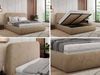 Bett mit Stauraum Polsterbett BENEA CLASSIC, Doppelbett mit Lattenrost Gepolstertes Kopfteil Gasdruckfeder Schlafzimmerbett Multipocket Matratze - 160 x 200 cm - Beige Plüsch - ELORI LUX Bild 2