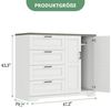 GarveeMore Kleiderschrank Niedriger Sideboard mit 2 Türen & 4 Schubladen, Weiß & Braun (120×50×110 cm) Kippsicherung, Metallgriffen, viel Stauraum für Schuhe, Kleidung, Hüte Bild 4