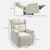 HOMCOM Relaxsessel Fernsehsessel mit Liegefunktion (TV-Sessel mit Taschenfederkern, 1-St, Ruhesessel), für Wohnzimmer, Schlafzimmer, Beige Bild 3