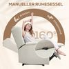 HOMCOM Relaxsessel Fernsehsessel mit Liegefunktion (TV-Sessel mit Taschenfederkern, 1-St, Ruhesessel), für Wohnzimmer, Schlafzimmer, Beige Bild 4