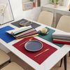 ABC Leinen-Tischdecken-Set, 4-teilig, rotweinoptisch, Baumwolle, Bordeaux, 30 x 46 cm Bild 2