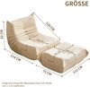 MODFU Sofa Beanbag-Sessel mit Teddyfleece, ergonomischem Formschaum und Rückenhöhe, Beige, 43,18 cm Bild 5