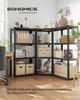 Songmics 3er Set Metall Regalsystem Lagerregal 1 Eckregal & 2 Lagerregale 15 Böden MDF-Platten Regal Werkstattregal Kellerrregal Garage Schwerlastregal Steckregal MDF-Platten Schwarz tintenschwarz-naturbeige GLR056B03 Bild 2