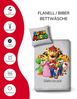MTOnlinehandel Bettwäsche Super Mario 135x200 + 80x80 cm, 100 % Baumwolle, Flanell, 2 teilig, lizenzierte Nintendo Biber Bettwäsche für Kinder & Teenager Bild 3