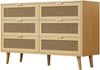 Kommode mit 6 Schubladen, Rattan-Optik, 120x40x76,5 cm, Walnuss Bild 5