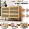 Kommode mit 6 Schubladen, Rattan-Optik, 120x40x76,5 cm, Walnuss Bild 4