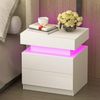 oyajia Nachttisch Hochglanz Nachtschrank mit 2 Schubladen,LED-Beleuchtung 16 Farben (Nachttisch mit LED Streifen, Beistelltisch), Nachttisch mit einstellbare Farben,Sofatisch, 45x35x55 cm Schwarz/Weiß Bild 3