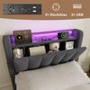 Polsterbett aus Samt mit LED, USB & hydraulischem Stauraum, ohne Matratze, 90x200 cm, Grau Bild 4