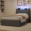 Polsterbett aus Samt mit LED, USB & hydraulischem Stauraum, ohne Matratze, 90x200 cm, Grau Bild 3
