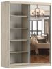MOEBLO Kleiderschrank LABI (Schiebetür-Kleiderschrank mit Spiegel & Holzdekor, Schwebetürenschrank 2-türig Schrank mit Einlegeböden und Kleiderstange) -(BxHxT): 150x200x61 cm Bild 2