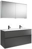 Burgbad FIUMO Waschtisch Set mit Spiegelschrank 122 cm breit, Anthrazit, Doppelwaschbecken Gussmarmor Weiß Bild 2
