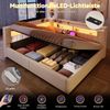 Merax Doppelbett, Polsterbett, Daybett, 140 x 200 cm, Hydraulische Lagerungt, Sofabett Mit USB Typ-C Ladefunktion, LED-Beleuchtung, Leinen, Beige Bild 5