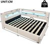 Merax Doppelbett, Polsterbett, Daybett, 140 x 200 cm, Hydraulische Lagerungt, Sofabett Mit USB Typ-C Ladefunktion, LED-Beleuchtung, Leinen, Beige Bild 4