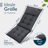 Beautissu Hochlehnerauflage Premium Hochlehner Auflage Kopfpolster Sun Sun-HL, 120x50cm, Anthrazit, Mit Kopfpolster, rutschfest & robust – Befestigungsbänder, UV 5 Bild 3