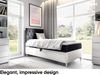 MEBLINI Kinderbett mit Bettkasten FILIPPO 1 90x200 Links – H3/Schwarz Samt Gepolstert Einzelbett mit Matratze - Polsterbett mit Stauraum - Bett mit Kopfteil – Stauraumbett Bild 2