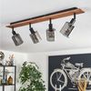hofstein Deckenleuchte Deckenlampe aus Metall/Holz/Glas in Schwarz/Natur/Rauchfarben, ohne Leuchtmittel, moderne Industrial-Design Leuchte, mit Glasschirmen (8 cm), 4 x E14 Bild 3