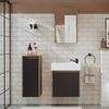 Roomart MINI-50 Badmöbel Set– 4-teiliges Badezimmermöbel Set - Waschbeckenunterschrank mit Keramikwaschbecken, Spiegelschrank & Hochschrank - H 45 x B 25 x T 49 cm • Anthrazit-Eiche Bild 3