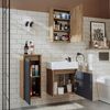 Roomart MINI-50 Badmöbel Set– 4-teiliges Badezimmermöbel Set - Waschbeckenunterschrank mit Keramikwaschbecken, Spiegelschrank & Hochschrank - H 45 x B 25 x T 49 cm • Anthrazit-Eiche Bild 2
