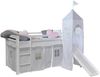 Hochbett mit Lattenrost 90x200 Turm Rutsche Stockbett Kinderbett Holz Kiefer Vorhang grau Sterne Bild 5