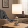 LED Tischleuchte, Textil weiß, Kristallglas, H 47 cm Bild 4