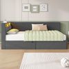 MSMASK Polsterbett mit USB-Steckdosen & LED-Kopfteil, Eckmontage möglich, Jugendbett (Ohne Matratze), Schlafsofa 90x200 cm mit Hydraulischem Stauraum Bild 4