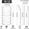 ALINK Gerippte Trinkgläser Set of 4 with Glass Straws 475 ML Bubble Wave Bild 2