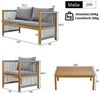 Celya Gartenlounge-Set Gartenlounges, Gartenmöbel Set 4 Personen mit bequemem Kissen, (Outdoor, Tisch und Stühle, Rattenoptik, Akazie, Grau), Doppelsofa mit bequemem Kissen, 2 Sessel und Tisch Bild 2