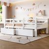 Kinder Plattformbett 90x200 mit Geländer & 2 Schubladen, weiß – Niedriges Bett aus Kiefer, mit Stauraum Bild 3